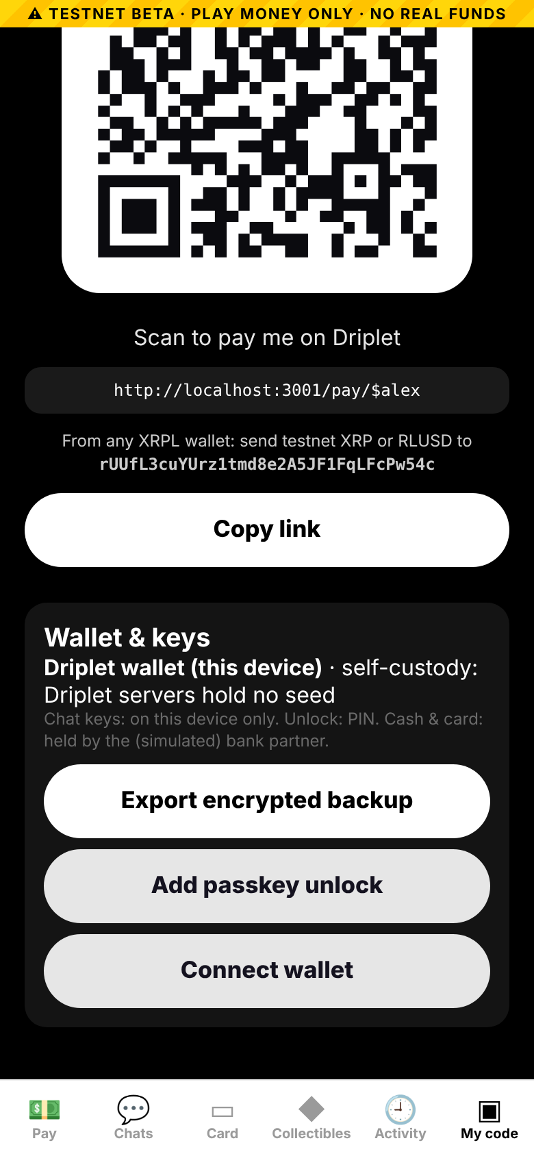 Wallet and keys settings